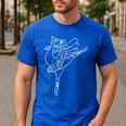 Dancing Turkey Happy Thanksgiving Day Ballet Dance Teacher Men's Casual T-Shirt Royal Blue