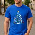 DNA Helix Christmas Tree Scientist Biology Science Teacher Men's Casual T-Shirt Royal Blue