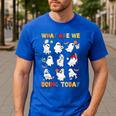 What Are We Doing Today Ghost PE Teacher Team Halloween Men's Casual T-Shirt Royal Blue