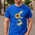 Dragonfly Sunflower Teacher Growth Mindset Choose To Shine Men's Casual T-Shirt Royal Blue