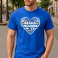 Drama Teacher Heart Pumpkin Ghost Halloween Kids Men's Casual T-Shirt Royal Blue