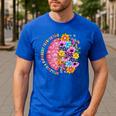Dyslexia Different Perspective Reading Brain Floral Teacher Men's Casual T-Shirt Royal Blue