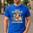Easily Distracted By Cats & History Teacher Women Men Men's Casual T-Shirt Royal Blue Easily Distracted By Cats & History Teacher Women Men Men's Casual T-Shirt Royal Blue