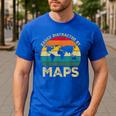 Easily Distracted By Maps Geography Teacher Men's Casual T-Shirt Royal Blue Easily Distracted By Maps Geography Teacher Men's Casual T-Shirt Royal Blue