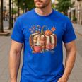 Fall Book Pumpkin Retro Reading Halloween Teacher Men's Casual T-Shirt Royal Blue Fall Book Pumpkin Retro Reading Halloween Teacher Men's Casual T-Shirt Royal Blue