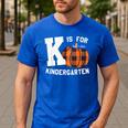 Fall Kindergarten Teacher K Is For Buffalo Plaid Pumpkin Men's Casual T-Shirt Royal Blue