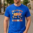 Fall In Love With Learning Teacher Retro Thanksgiving Men's Casual T-Shirt Royal Blue Fall In Love With Learning Teacher Retro Thanksgiving Men's Casual T-Shirt Royal Blue