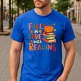 Fall In Love With Reading Autumn Thanksgiving Shirt Teacher Men's Casual T-Shirt Royal Blue