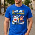Are You Fall O Ween Directions Halloween Teacher Ghost Men's Casual T-Shirt Royal Blue Are You Fall O Ween Directions Halloween Teacher Ghost Men's Casual T-Shirt Royal Blue