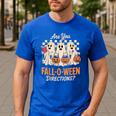 Are You Fall O Ween Directions Teacher Halloween Boo Ghost Men's Casual T-Shirt Royal Blue Are You Fall O Ween Directions Teacher Halloween Boo Ghost Men's Casual T-Shirt Royal Blue