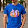Fall Pumpkin Books Lover Halloween Teacher Teaching Staff Men's Casual T-Shirt Royal Blue