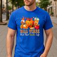 Fall Vibes Costume Teacher Thanksgiving Leopard Gnome Men's Casual T-Shirt Royal Blue