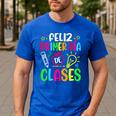 Feliz Primer Dia De Clases Kids Girl Teacher Spanish School Men's Casual T-Shirt Royal Blue