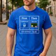First Caffeinate Then Educate I Am Earning A Break Teacher Men's Casual T-Shirt Royal Blue