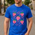First Grade Is My Jam Strawberry First Grade Teacher Women Men's Casual T-Shirt Royal Blue
