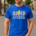 First Grade Rocks Teachers Back To School ABCD Rock Students Men's Casual T-Shirt Royal Blue First Grade Rocks Teachers Back To School ABCD Rock Students Men's Casual T-Shirt Royal Blue