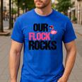 Our Flock Rocks Flamingo Mother's Day Teacher Men's Casual T-Shirt Royal Blue Our Flock Rocks Flamingo Mother's Day Teacher Men's Casual T-Shirt Royal Blue