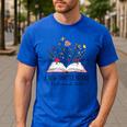 Floral Book a New Chapter Begins Retired Retirement Teacher Men's Casual T-Shirt Royal Blue