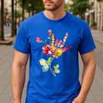 Flower American Sign Language ASL Teacher Teaching Deaf Men's Casual T-Shirt Royal Blue Flower American Sign Language ASL Teacher Teaching Deaf Men's Casual T-Shirt Royal Blue