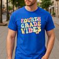 Fourth Grade Vibes Hello Team 4th Grade Teacher Kids Retro Men's Casual T-Shirt Royal Blue Fourth Grade Vibes Hello Team 4th Grade Teacher Kids Retro Men's Casual T-Shirt Royal Blue