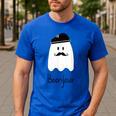 French Teacher Halloween Bonjour Ghost Men's Casual T-Shirt Royal Blue French Teacher Halloween Bonjour Ghost Men's Casual T-Shirt Royal Blue
