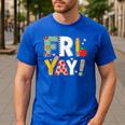 Fri Yay Teacher Happy Friday Friyay Weekend Back To School Men's Casual T-Shirt Royal Blue
