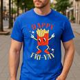 Fun Teacher Happy Fri Yay French Fries Friday Lovers Men's Casual T-Shirt Royal Blue