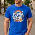 Future Teacher Kids Youth Girls Rainbow Pre-k Kindergarten Men's Casual T-Shirt Royal Blue Future Teacher Kids Youth Girls Rainbow Pre-k Kindergarten Men's Casual T-Shirt Royal Blue