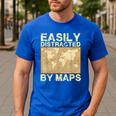 Geography Teacher Easily Distracted By Maps Men's Casual T-Shirt Royal Blue Geography Teacher Easily Distracted By Maps Men's Casual T-Shirt Royal Blue