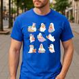 Ghost Book Reading Halloween Books Lover Teacher Kids Men's Casual T-Shirt Royal Blue