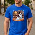 Ghost Book Reading Halloween Books Lover Teacher Men's Casual T-Shirt Royal Blue