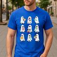 Ghost Reading Books Spooky Librarian Teacher Women Men's Casual T-Shirt Royal Blue Ghost Reading Books Spooky Librarian Teacher Women Men's Casual T-Shirt Royal Blue