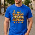Groovy Coffee Teach Repeat Retro Teacher Men's Casual T-Shirt Royal Blue Groovy Coffee Teach Repeat Retro Teacher Men's Casual T-Shirt Royal Blue