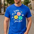 Groovy Happy To See Your Face Teacher School Appreciation Men's Casual T-Shirt Royal Blue Groovy Happy To See Your Face Teacher School Appreciation Men's Casual T-Shirt Royal Blue