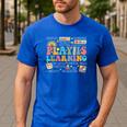 Groovy Play Is Learning Kindergarten Teacher Appreciation Men's Casual T-Shirt Royal Blue Groovy Play Is Learning Kindergarten Teacher Appreciation Men's Casual T-Shirt Royal Blue