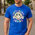 Groovy Retro Lets Learn Today Teacher Student Back To School Men's Casual T-Shirt Royal Blue