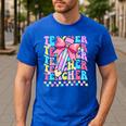 Groovy Teacher Cute Coquette Bow Flower Retro Back To School Men's Casual T-Shirt Royal Blue