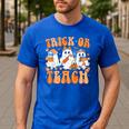 Groovy Teacher Halloween Trick Or Teach Ghost Men Women Kids Men's Casual T-Shirt Royal Blue