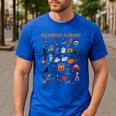 Halloween Alphabet ABCs Learning Kindergarten Teacher Men's Casual T-Shirt Royal Blue Halloween Alphabet ABCs Learning Kindergarten Teacher Men's Casual T-Shirt Royal Blue