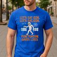Halloween Lets Eat Kids Punctuation Teacher Men's Casual T-Shirt Royal Blue