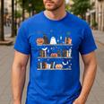 Halloween Library Ghost Books Teacher Spooky Trick Or Teach Men's Casual T-Shirt Royal Blue Halloween Library Ghost Books Teacher Spooky Trick Or Teach Men's Casual T-Shirt Royal Blue