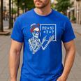 Halloween Math Teacher Skeleton Six Seven Meme Brainrot Men's Casual T-Shirt Royal Blue Halloween Math Teacher Skeleton Six Seven Meme Brainrot Men's Casual T-Shirt Royal Blue