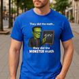 Halloween Monster Math Pun Teacher Humor Men's Casual T-Shirt Royal Blue
