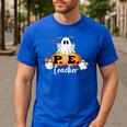 Halloween PE Teacher Ghosts Pumpkins Sports Lover Men's Casual T-Shirt Royal Blue Halloween PE Teacher Ghosts Pumpkins Sports Lover Men's Casual T-Shirt Royal Blue