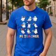 Halloween PE Teacher Spooky Physical Education Teacher Men's Casual T-Shirt Royal Blue