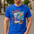 Halloween Skeleton Geography Teacher Pumpkin Bats Classroom Men's Casual T-Shirt Royal Blue Halloween Skeleton Geography Teacher Pumpkin Bats Classroom Men's Casual T-Shirt Royal Blue