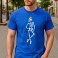 Halloween Skeleton Tap Dance Ballet Dance Teacher Men's Casual T-Shirt Royal Blue Halloween Skeleton Tap Dance Ballet Dance Teacher Men's Casual T-Shirt Royal Blue