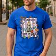 Halloween Skeleton Teacher I'Ll Just Wait Until It's Quiet Men's Casual T-Shirt Royal Blue Halloween Skeleton Teacher I'Ll Just Wait Until It's Quiet Men's Casual T-Shirt Royal Blue