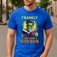 Halloween Teacher Librarian Frankenstein Reading Books Men's Casual T-Shirt Royal Blue Halloween Teacher Librarian Frankenstein Reading Books Men's Casual T-Shirt Royal Blue