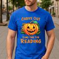 Halloween Teacher Librarian Pumpkin Reading Books Men Women Kids Men's Casual T-Shirt Royal Blue Halloween Teacher Librarian Pumpkin Reading Books Men Women Kids Men's Casual T-Shirt Royal Blue
